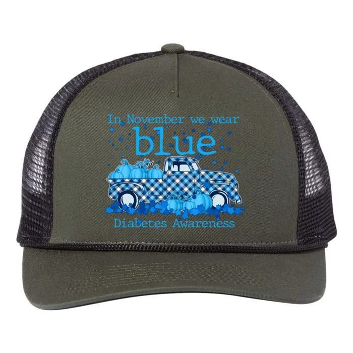 In November We Wear Blue Diabetes Awareness Retro Rope Trucker Hat Cap