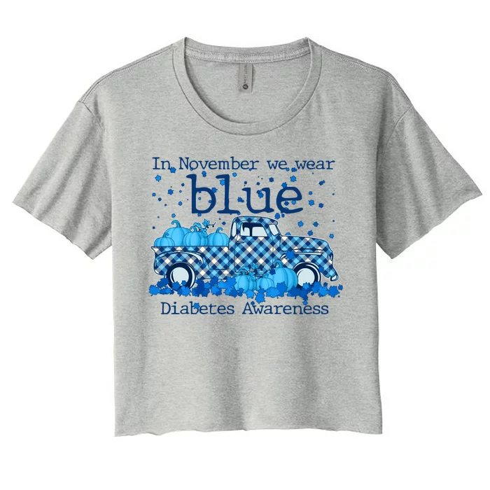 In November We Wear Blue Diabetes Awareness Women's Crop Top Tee