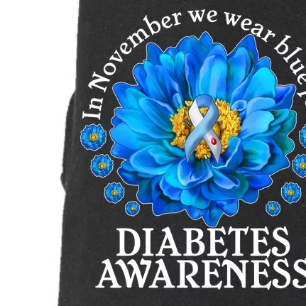 In November We Wear Blue For Diabetes Awareness Doggie 3-End Fleece Hoodie