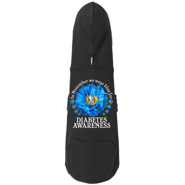 In November We Wear Blue For Diabetes Awareness Doggie 3-End Fleece Hoodie