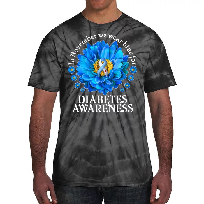 In November We Wear Blue For Diabetes Awareness Tie-Dye T-Shirt