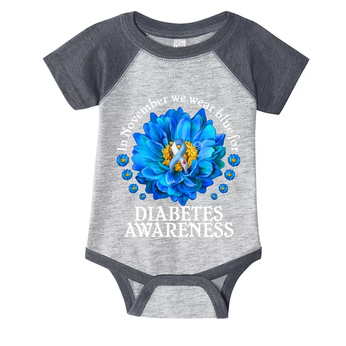 In November We Wear Blue For Diabetes Awareness Infant Baby Jersey Bodysuit