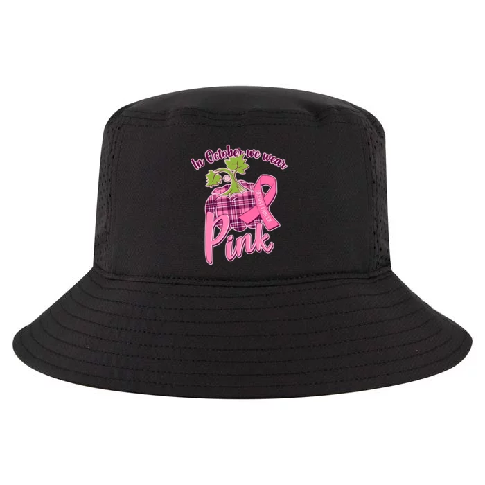 In October We Wear Pink Breast Cancer Autumn Pumpkin Cool Comfort Performance Bucket Hat