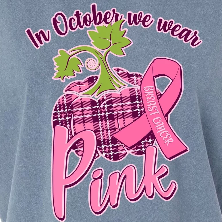 In October We Wear Pink Breast Cancer Autumn Pumpkin Garment-Dyed Women's Muscle Tee