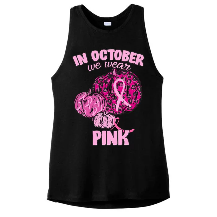 In October We Wear Pink Breast Cancer Awareness Ladies Tri-Blend Wicking Tank