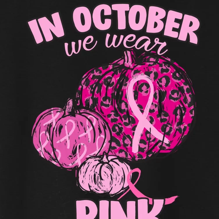 In October We Wear Pink Breast Cancer Awareness Women's Crop Top Tee