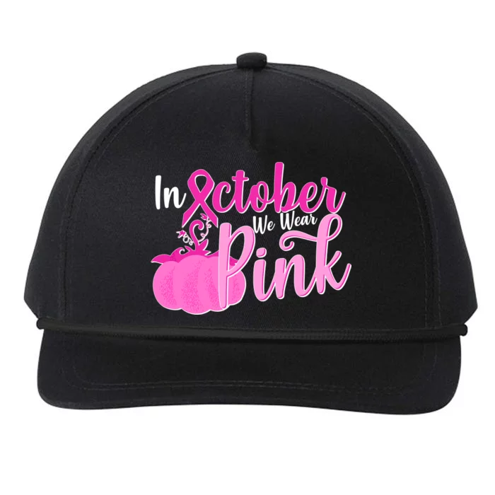 In October We Wear Pink Breast Cancer Awareness Pumpkin Snapback Five-Panel Rope Hat