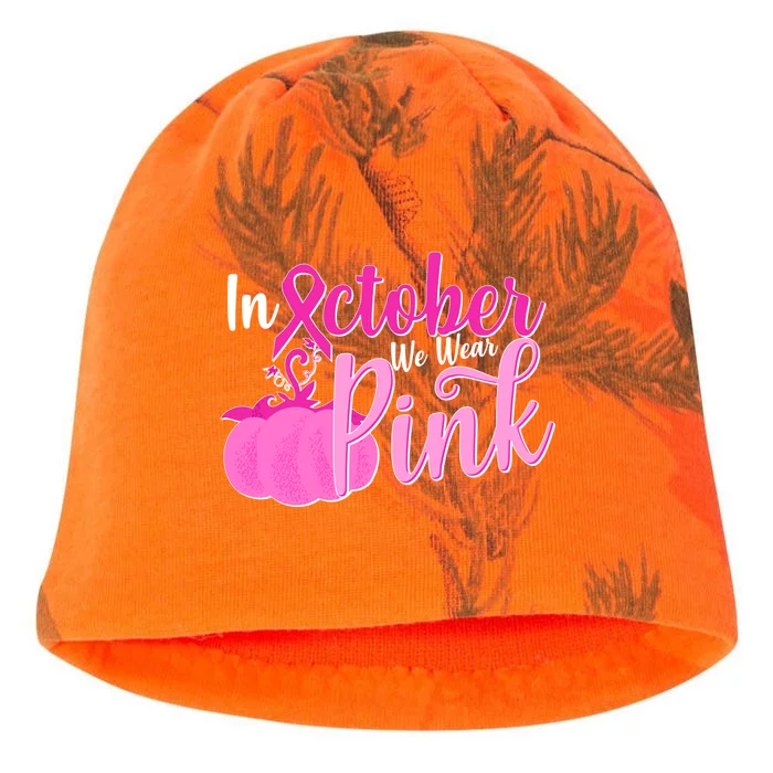 In October We Wear Pink Breast Cancer Awareness Pumpkin Kati - Camo Knit Beanie