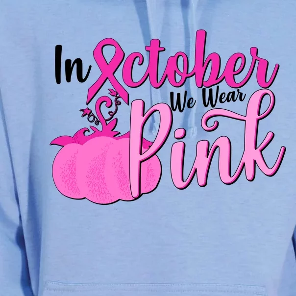 In October We Wear Pink Breast Cancer Awareness Pumpkin Unisex Surf Hoodie