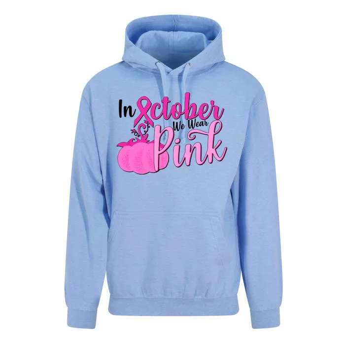 In October We Wear Pink Breast Cancer Awareness Pumpkin Unisex Surf Hoodie