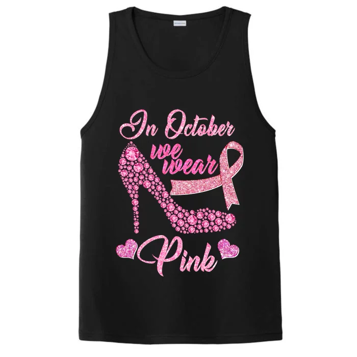 In October We Wear Pink Fancy Heel Ribbon Performance Tank