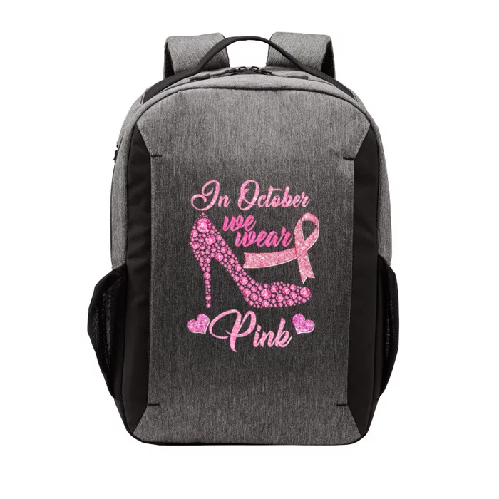 In October We Wear Pink Fancy Heel Ribbon Vector Backpack