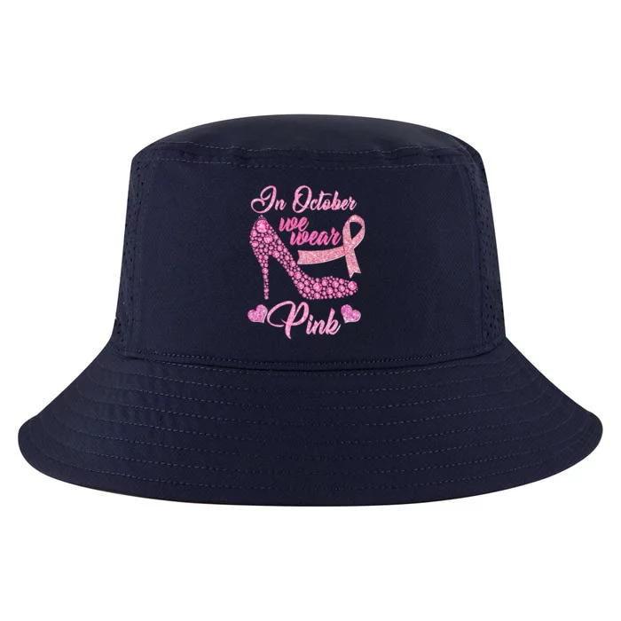 In October We Wear Pink Fancy Heel Ribbon Cool Comfort Performance Bucket Hat