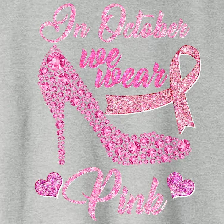 In October We Wear Pink Fancy Heel Ribbon Women's Crop Top Tee