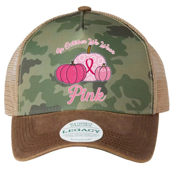 In October We Wear Pink Pumpkin Breast Cancer Legacy Tie Dye Trucker Hat