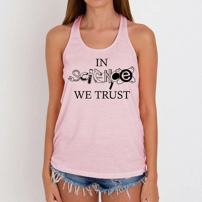 In Science We Trust Cool Science Logos Women's Knotted Racerback Tank