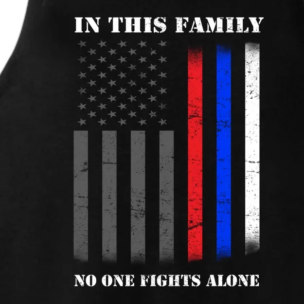 In This Family No One Fights Alone Hero Flag Ladies Tri-Blend Wicking Tank