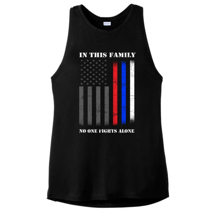 In This Family No One Fights Alone Hero Flag Ladies Tri-Blend Wicking Tank