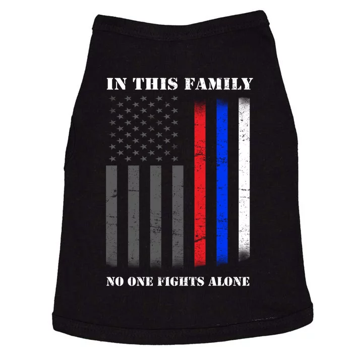 In This Family No One Fights Alone Hero Flag Doggie Tank