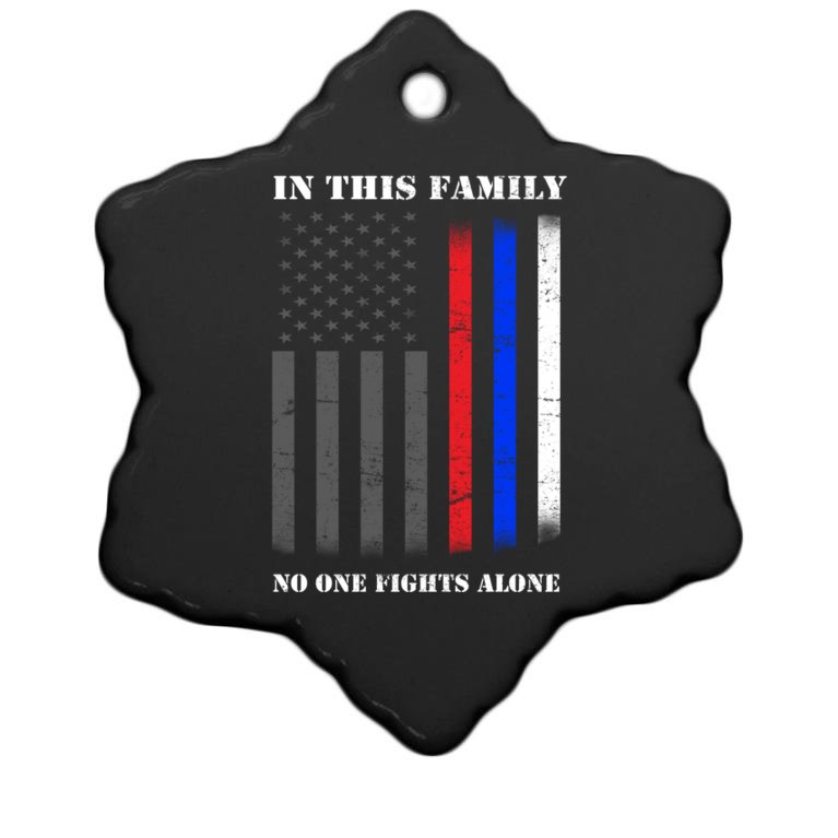 In This Family No One Fights Alone Hero Flag Christmas Ornament