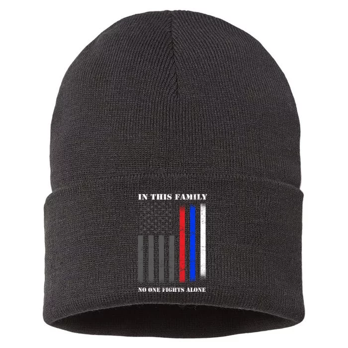 In This Family No One Fights Alone Hero Flag Sustainable Knit Beanie