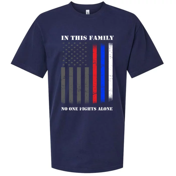 In This Family No One Fights Alone Hero Flag Sueded Cloud Jersey T-Shirt