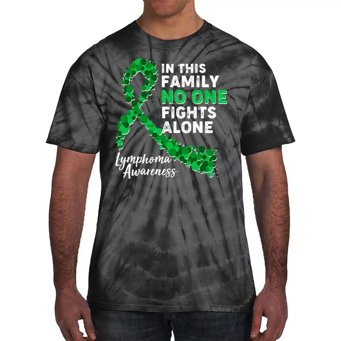 In This Family No One Fights Alone Lymphoma Awareness Tie-Dye T-Shirt