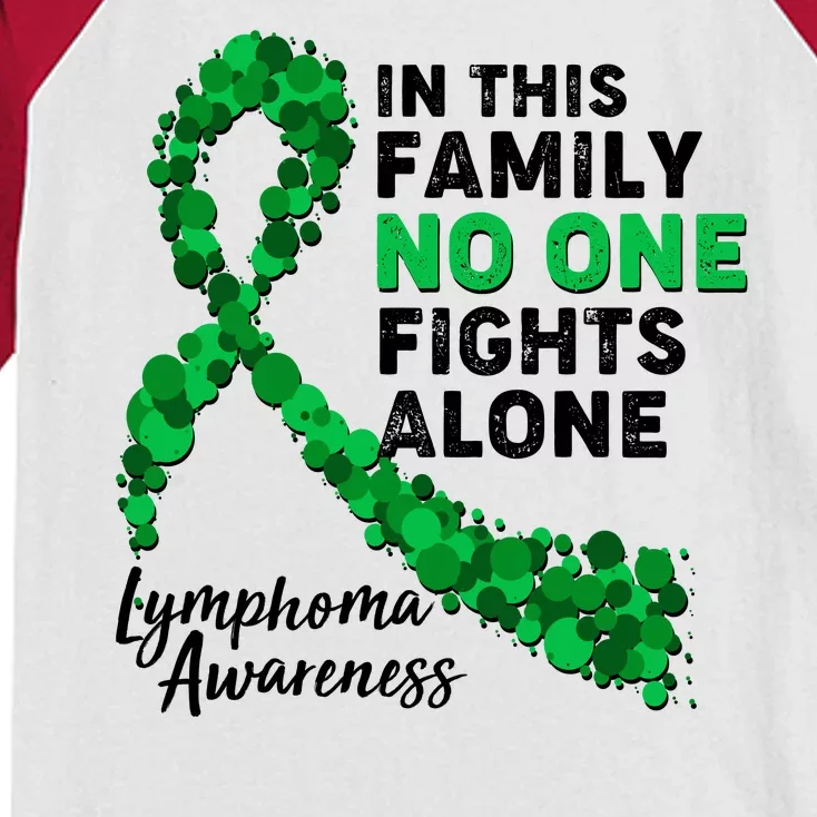 In This Family No One Fights Alone Lymphoma Awareness Kids Colorblock Raglan Jersey