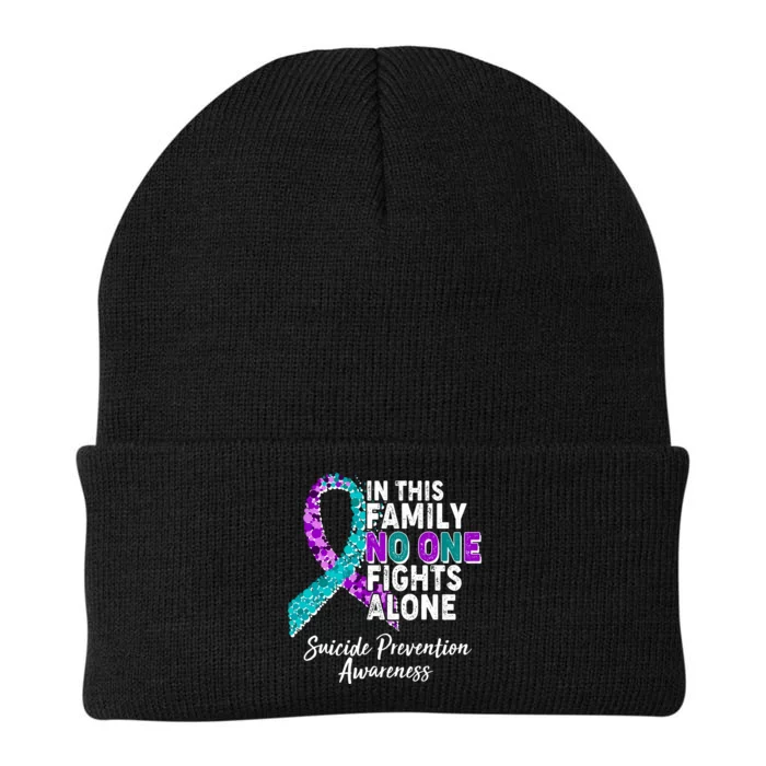 In This Family No One Fights Alone Suicide Prevention Awareness Knit Cap Winter Beanie