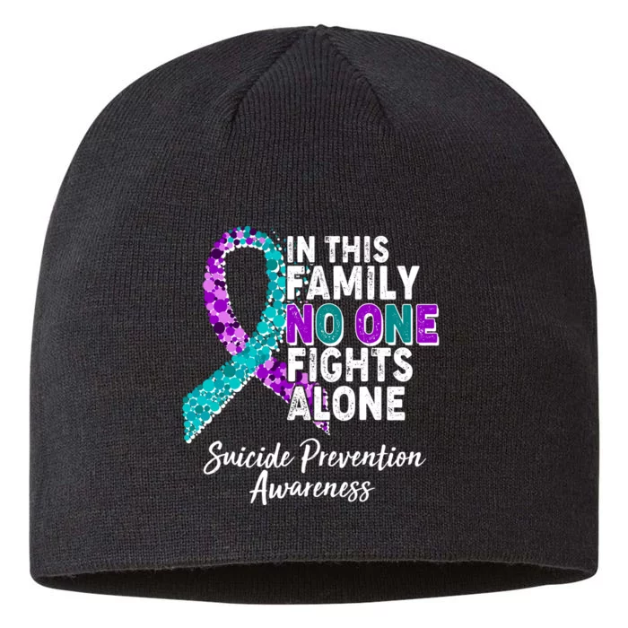 In This Family No One Fights Alone Suicide Prevention Awareness 8 1/2in Sustainable Knit Beanie