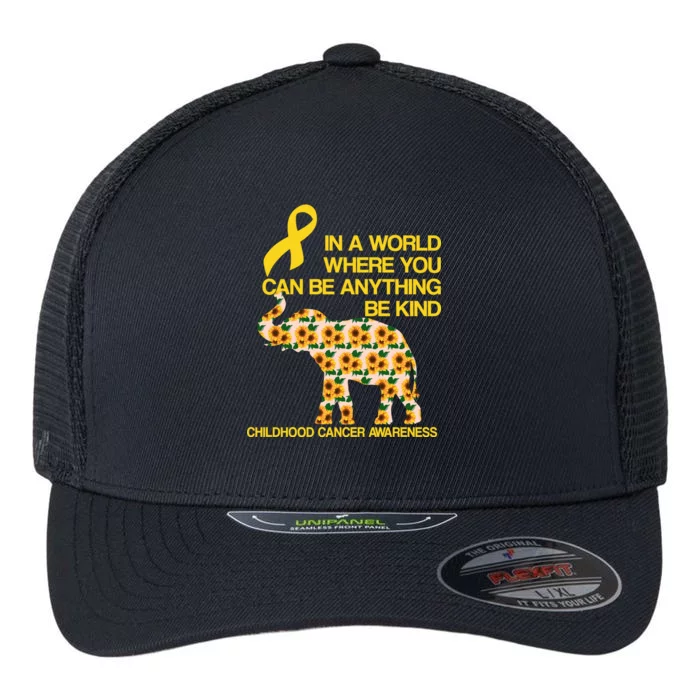 In World Where You Can Be Childhood Cancer Awareness Flexfit Unipanel Trucker Cap