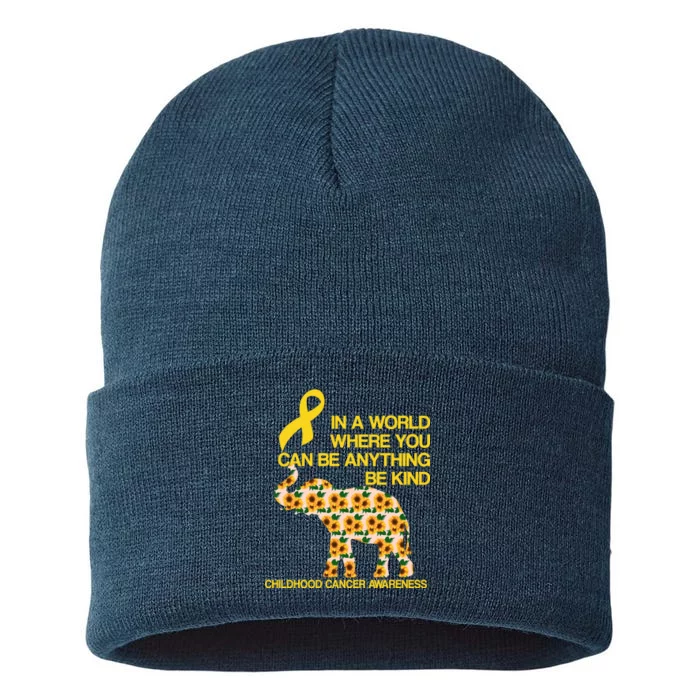 In World Where You Can Be Childhood Cancer Awareness Sustainable Knit Beanie