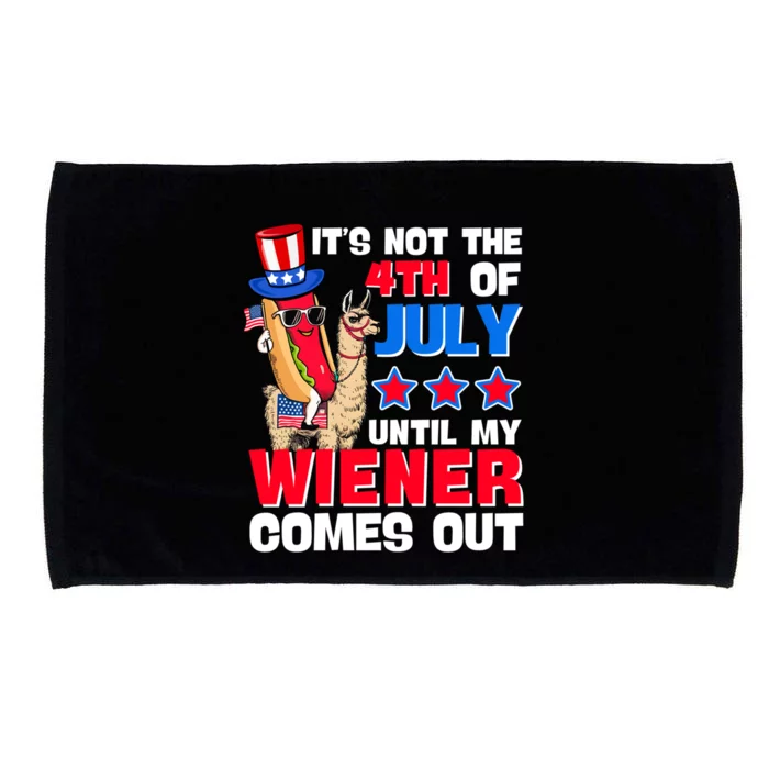 ItS Not 4th Of July Until My Wiener Comes Out Hotdog Llama Gift Microfiber Hand Towel