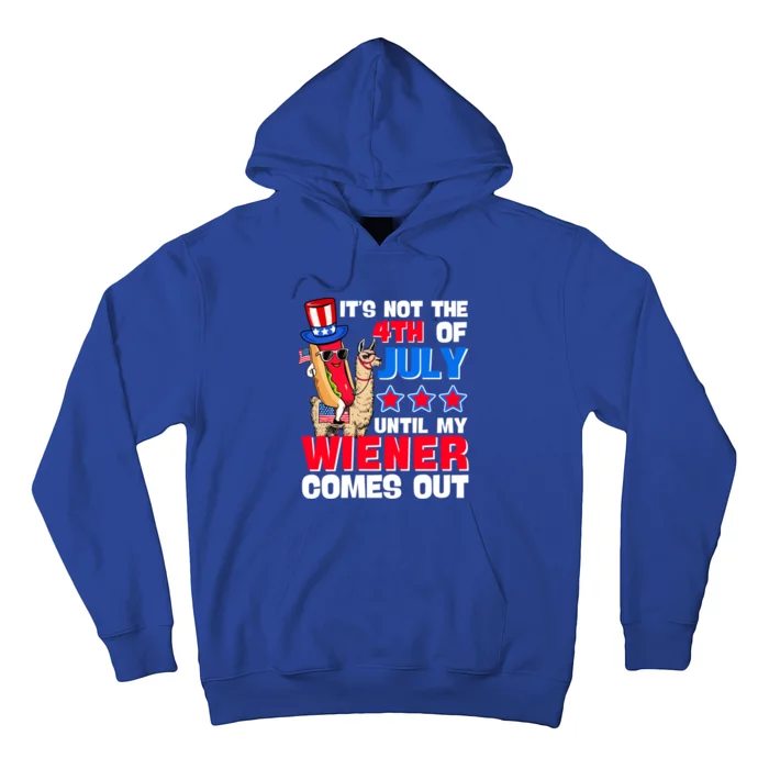 ItS Not 4th Of July Until My Wiener Comes Out Hotdog Llama Gift Hoodie