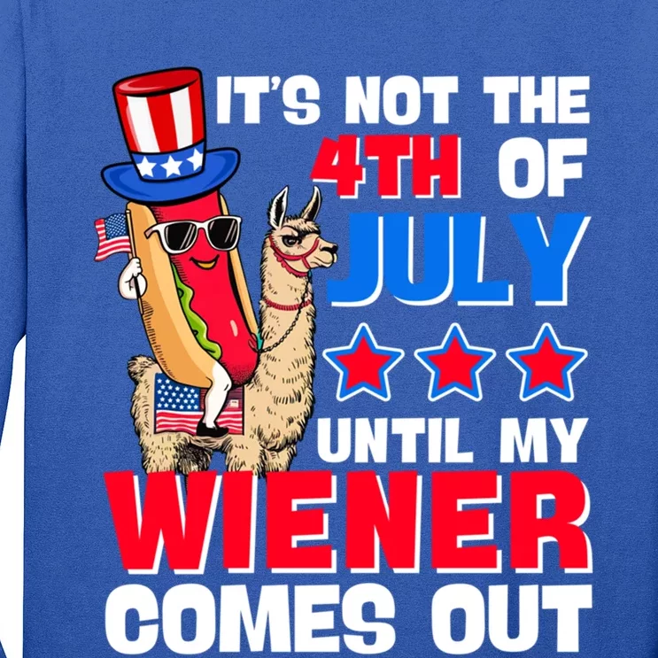 ItS Not 4th Of July Until My Wiener Comes Out Hotdog Llama Gift Long Sleeve Shirt