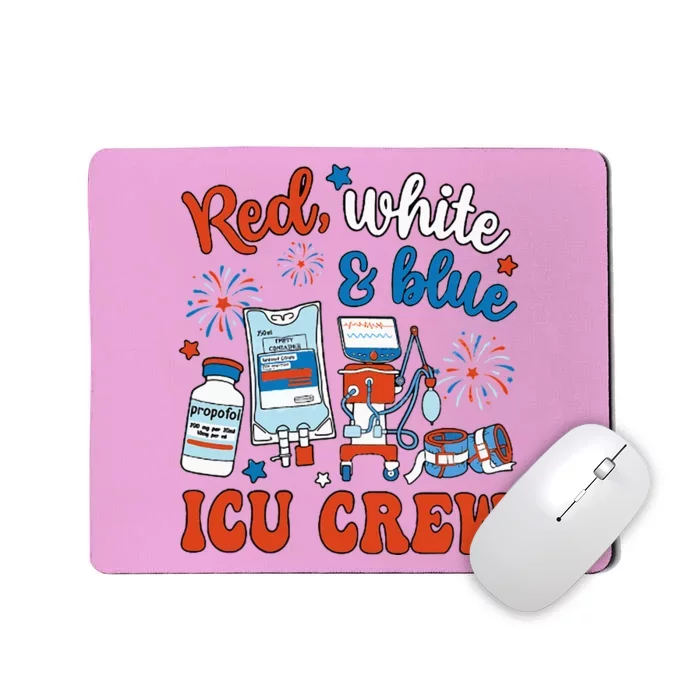 Icu Nurse 4th July Independence Day Red White Blue Mousepad