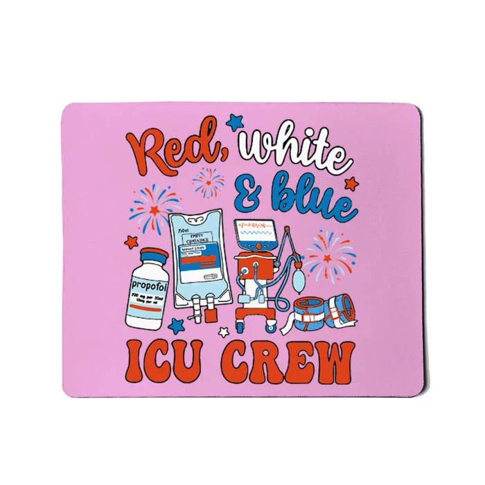 Icu Nurse 4th July Independence Day Red White Blue Mousepad