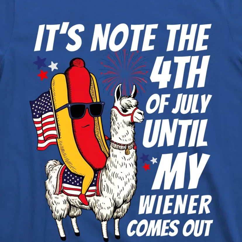 ItS Not 4th Of July Until My Wiener Comes Out Hotdog Llama Cute Gift T-Shirt