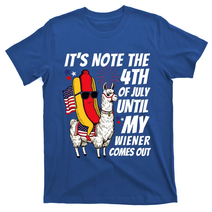 ItS Not 4th Of July Until My Wiener Comes Out Hotdog Llama Cute Gift T-Shirt