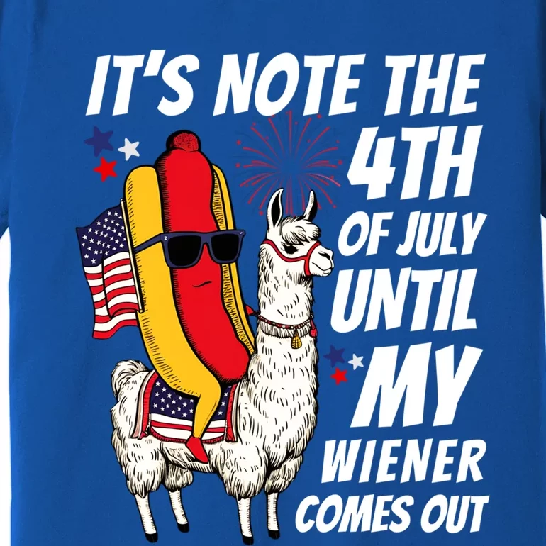 ItS Not 4th Of July Until My Wiener Comes Out Hotdog Llama Cute Gift Premium T-Shirt