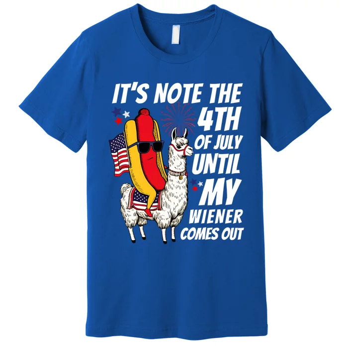 ItS Not 4th Of July Until My Wiener Comes Out Hotdog Llama Cute Gift Premium T-Shirt