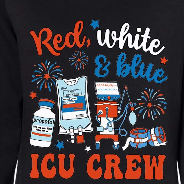 Icu Nurse 4th July Independence Day Red White Blue Icu Crew Womens California Wash Sweatshirt