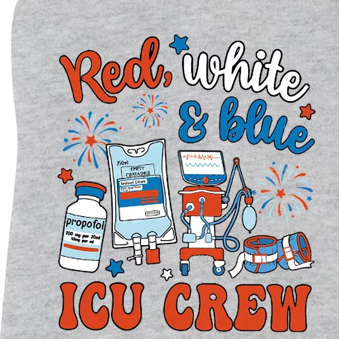 Icu Nurse 4th July Independence Day Red White Blue Icu Crew Women's Racerback Tank