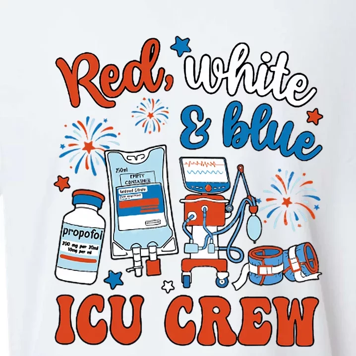 Icu Nurse 4th July Independence Day Red White Blue Icu Crew Sueded Cloud Jersey T-Shirt