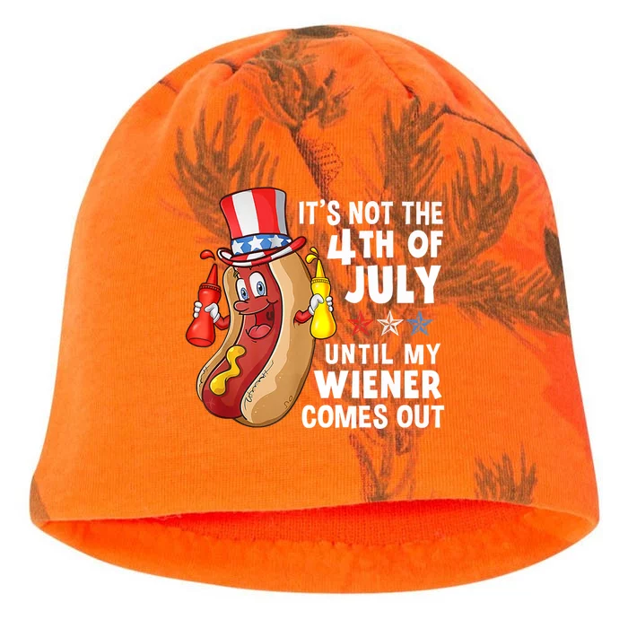 Its Not 4th Of July Until My Wiener Comes Out Funny Hotdog Kati - Camo Knit Beanie