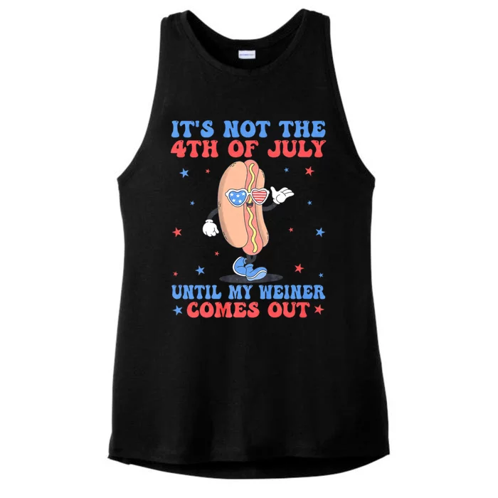 ItS Not 4th Of July Until My Weiner Comes Out Funny Hotdog Cute Gift Ladies Tri-Blend Wicking Tank