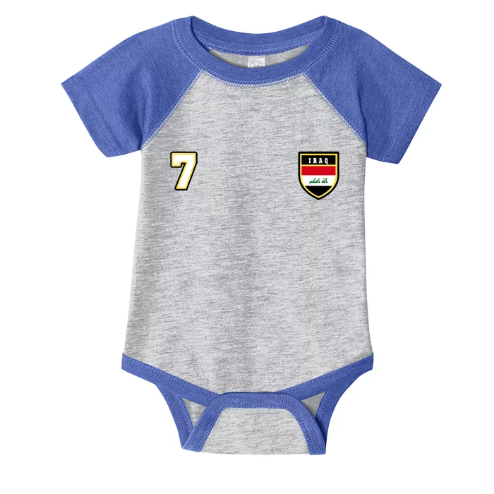 Iraq Number 7 Soccer Flag Football Seven Iraqi Infant Baby Jersey Bodysuit