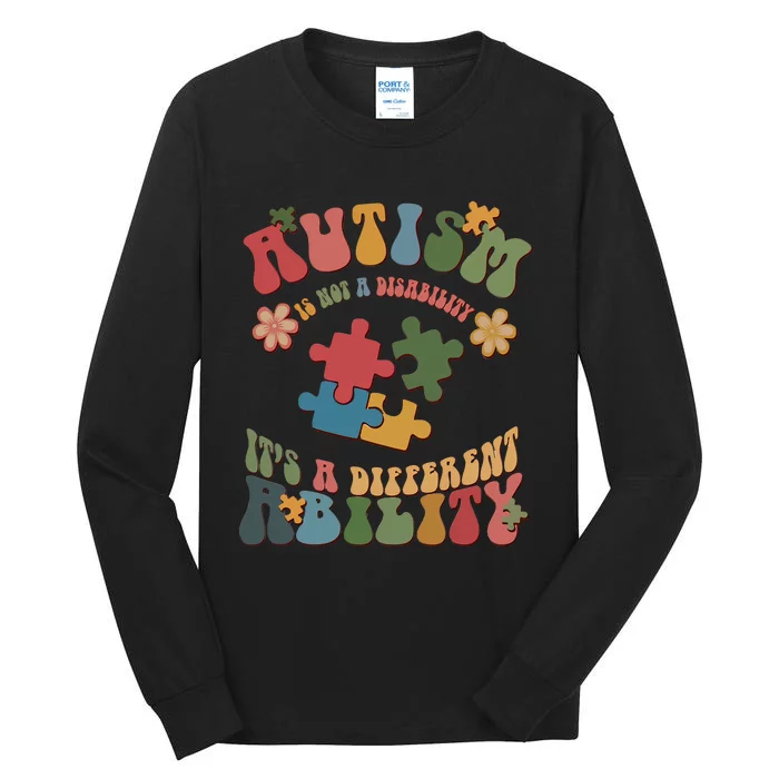 It's Not A Disability It's A Different Ability Retro Autism Awareness Month Tall Long Sleeve T-Shirt