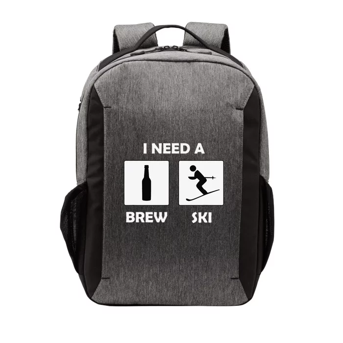 I Need a Brewski Funny Beer Drinking Skier Ski Vacation Vector Backpack