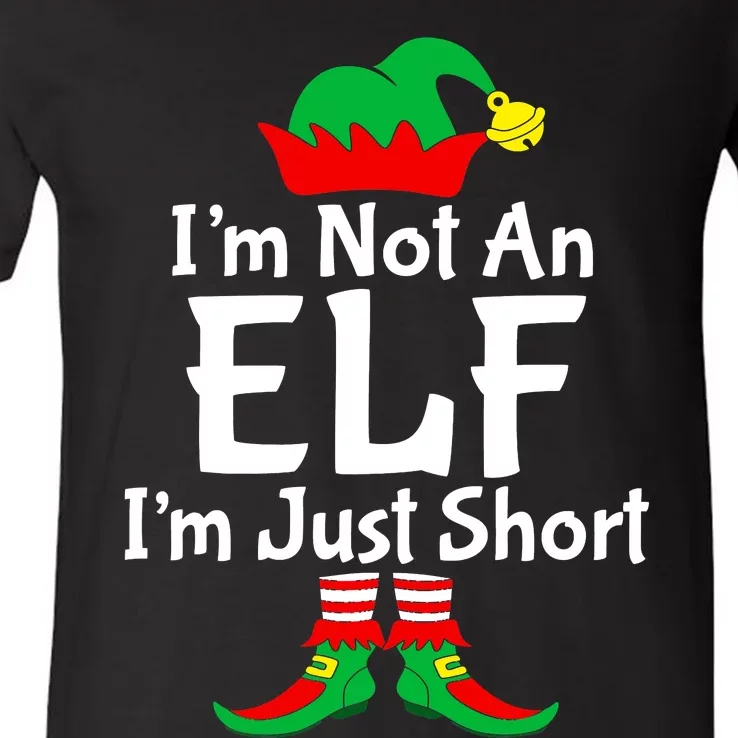 I'm Not An Elf I'm Just Short Christmas Santa Hat Funny Xmas V-Neck T-Shirt